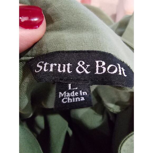 Strut & Bolt Womens Army Muted Green Knit Jumpsuit Jogger Size Large Utility - Picture 4 of 12